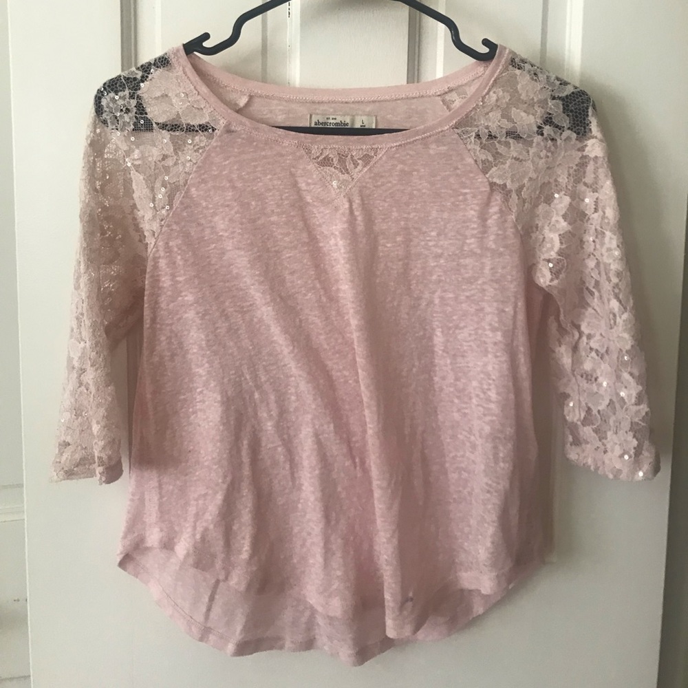 pink SEQUINED HALF SLEEVE SHIRT